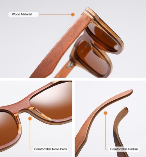 GAFAS DE MADERA / GAFAS PARA HOMBRE Y MUJER POLARIZADO/ BAHÍA - Imagen 4